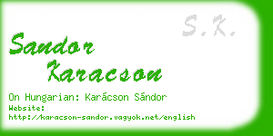 sandor karacson business card