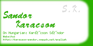 sandor karacson business card